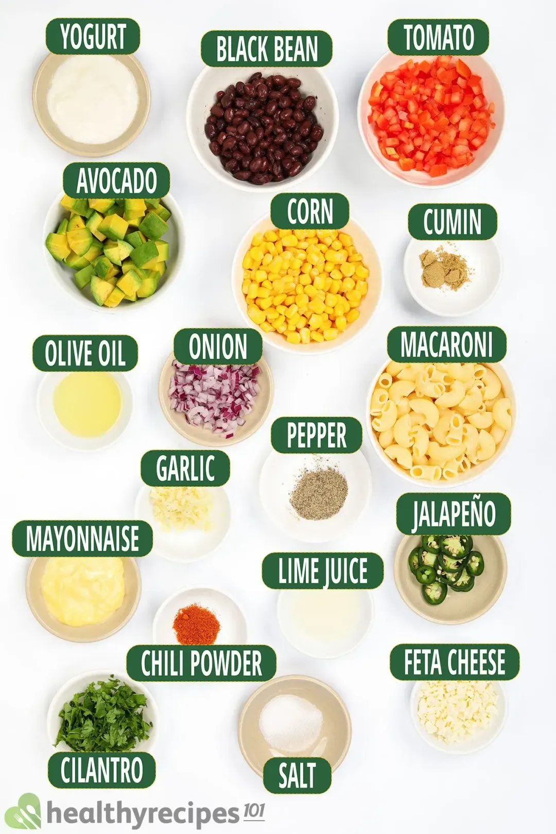 Ingredients for Mexican Pasta Salad