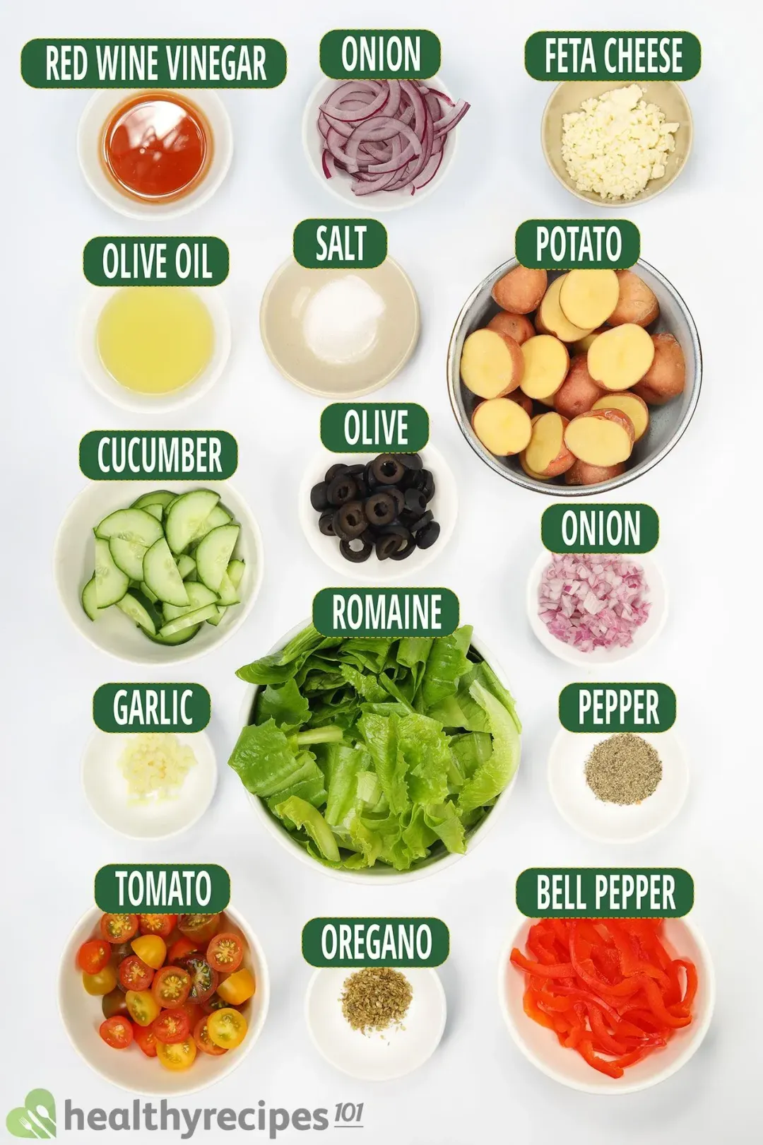 Ingredients for Potato Greek Salad