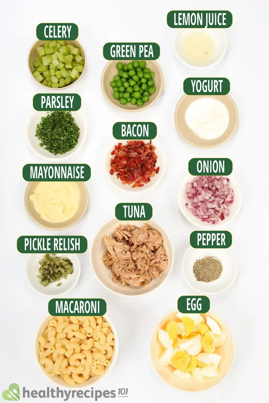 ingredients for tuna macaroni salad