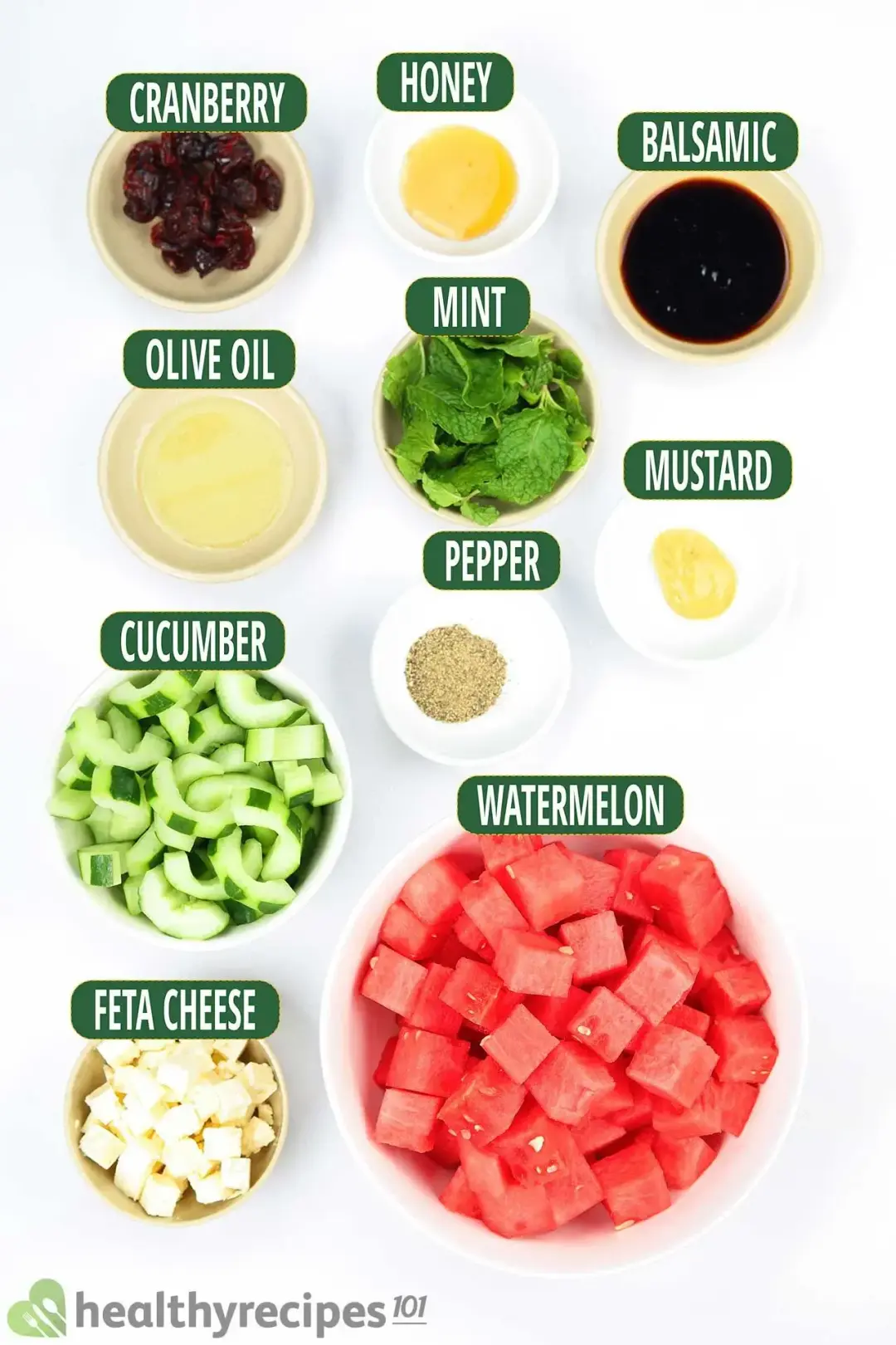 Ingredients for Watermelon Cucumber Salad