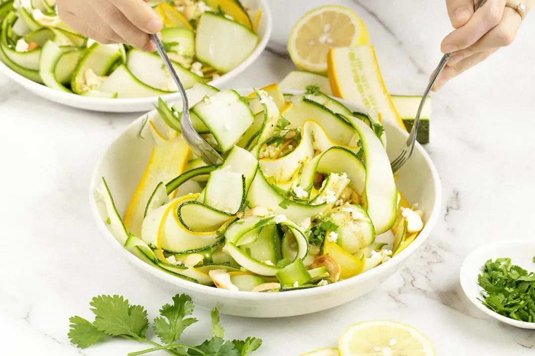 step 4 serve with zucchini salad