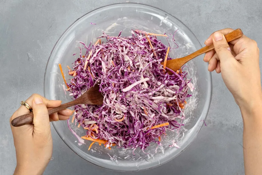 Toss the red cabbage salad