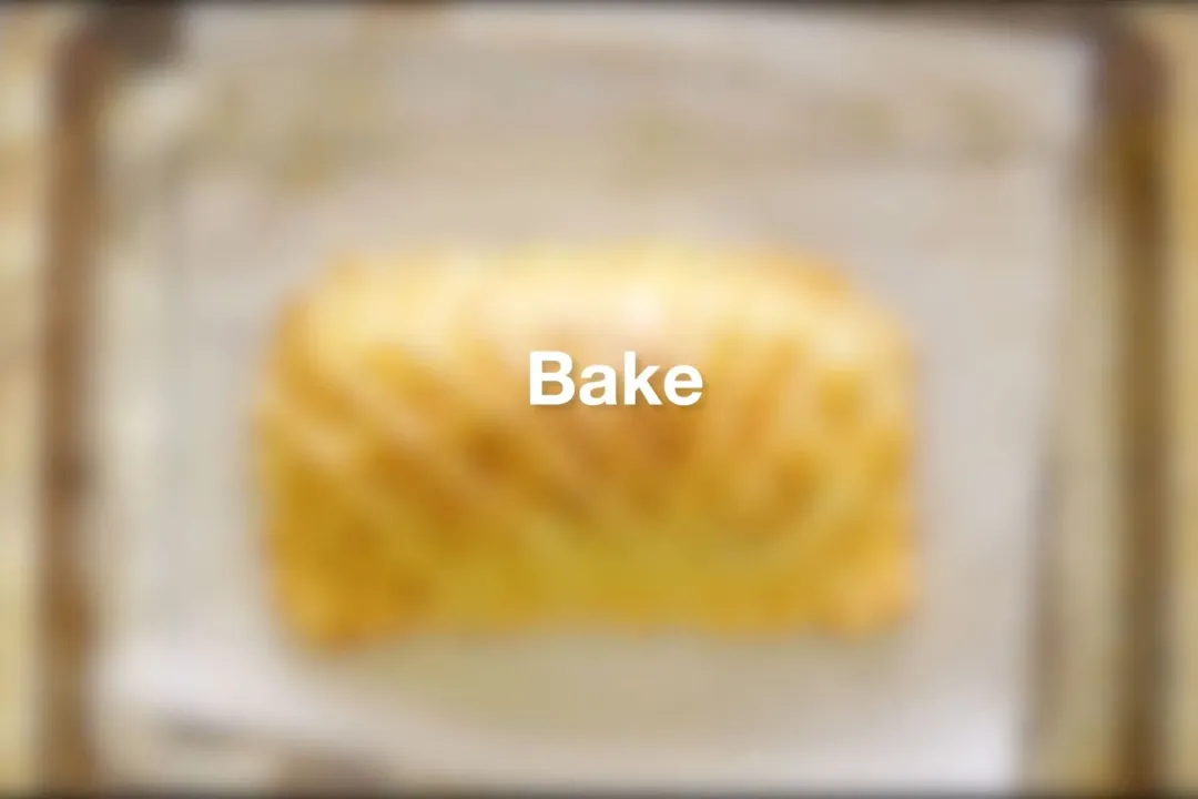 A picture of a blurred pastry in the background with the word Bake in the center