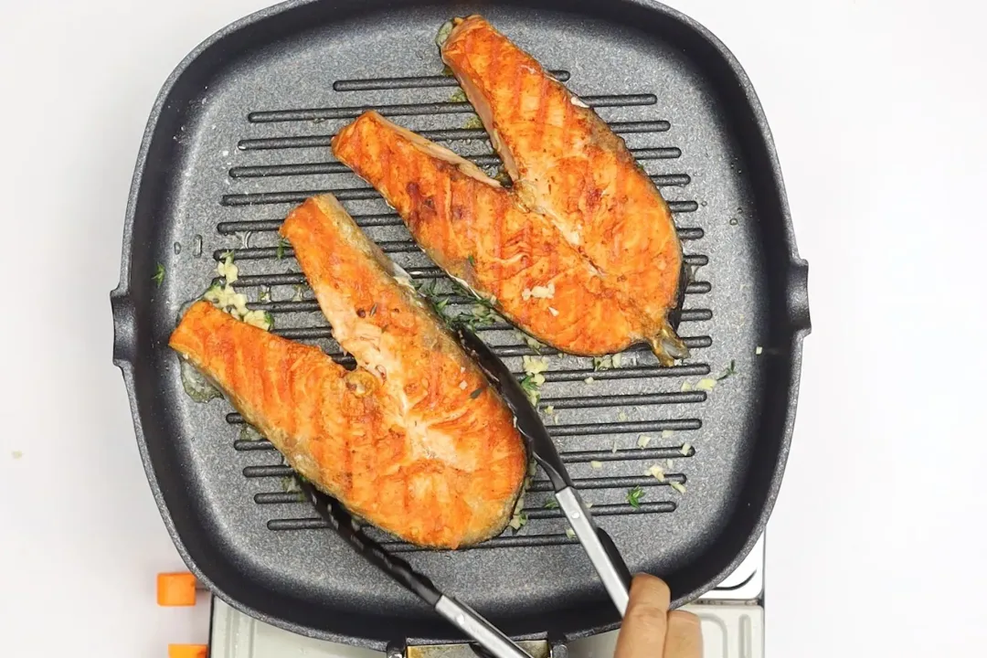 step Sear the salmon steak