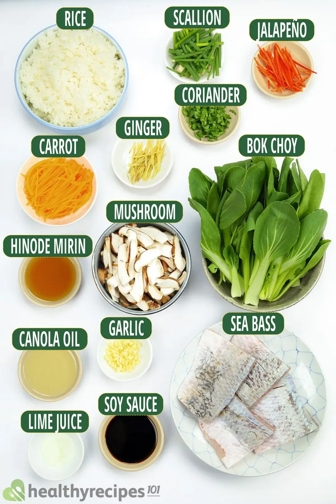 Ingredients for Chinese Steamed Sea Bass