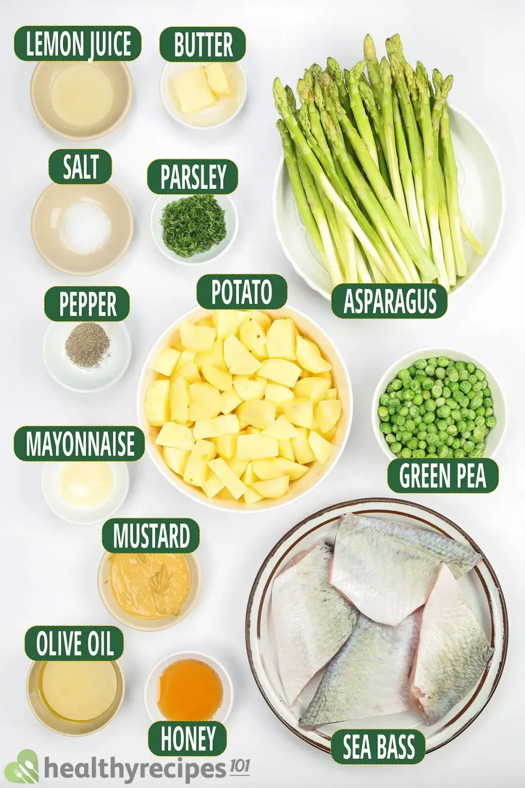 ingredients for Honey Mustard Sea Bass