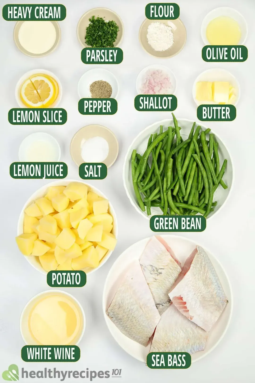 ingredients for Lemon Butter Sea Bass