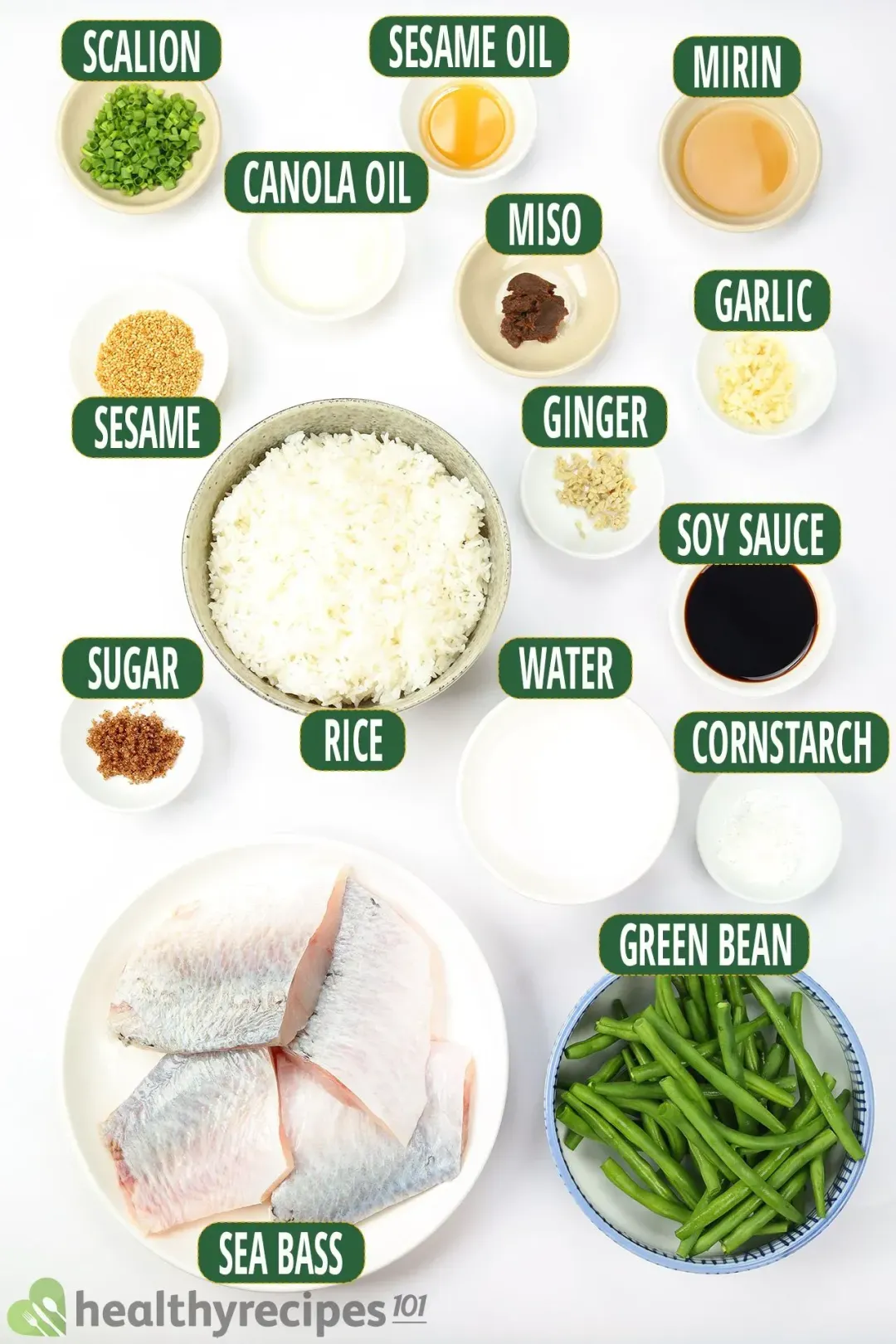 Ingredients for Miso Glazed Sea Bass