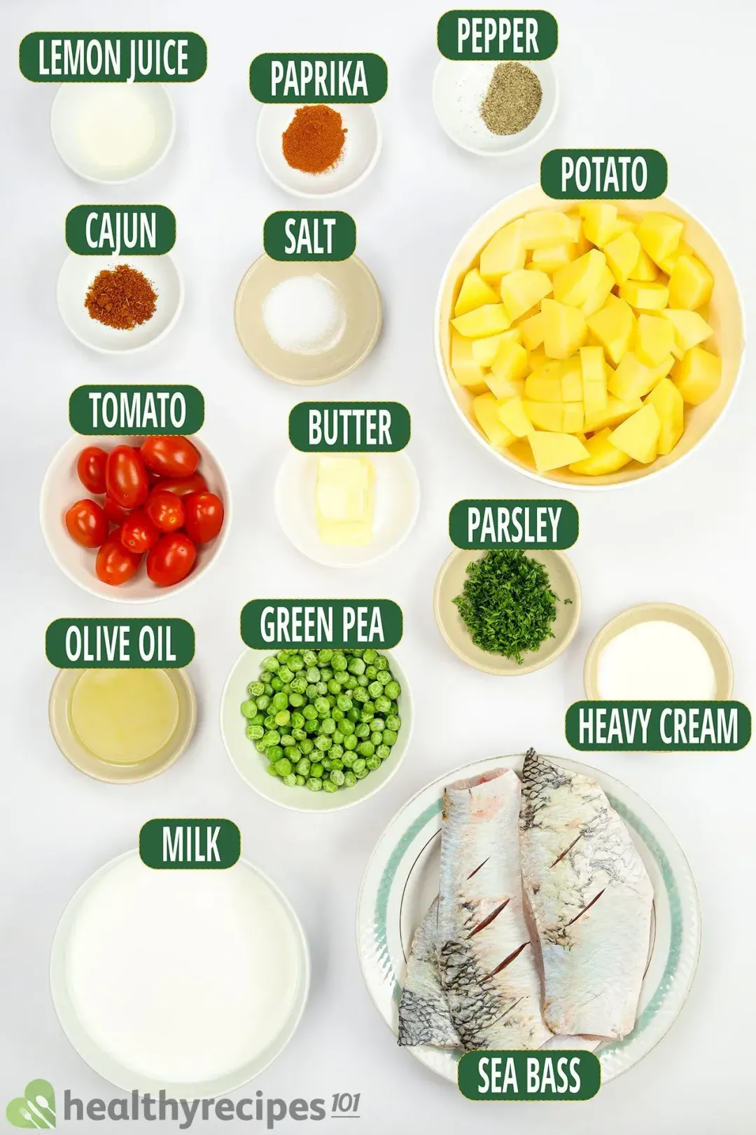 Ingredients for Pan Fried Sea Bass