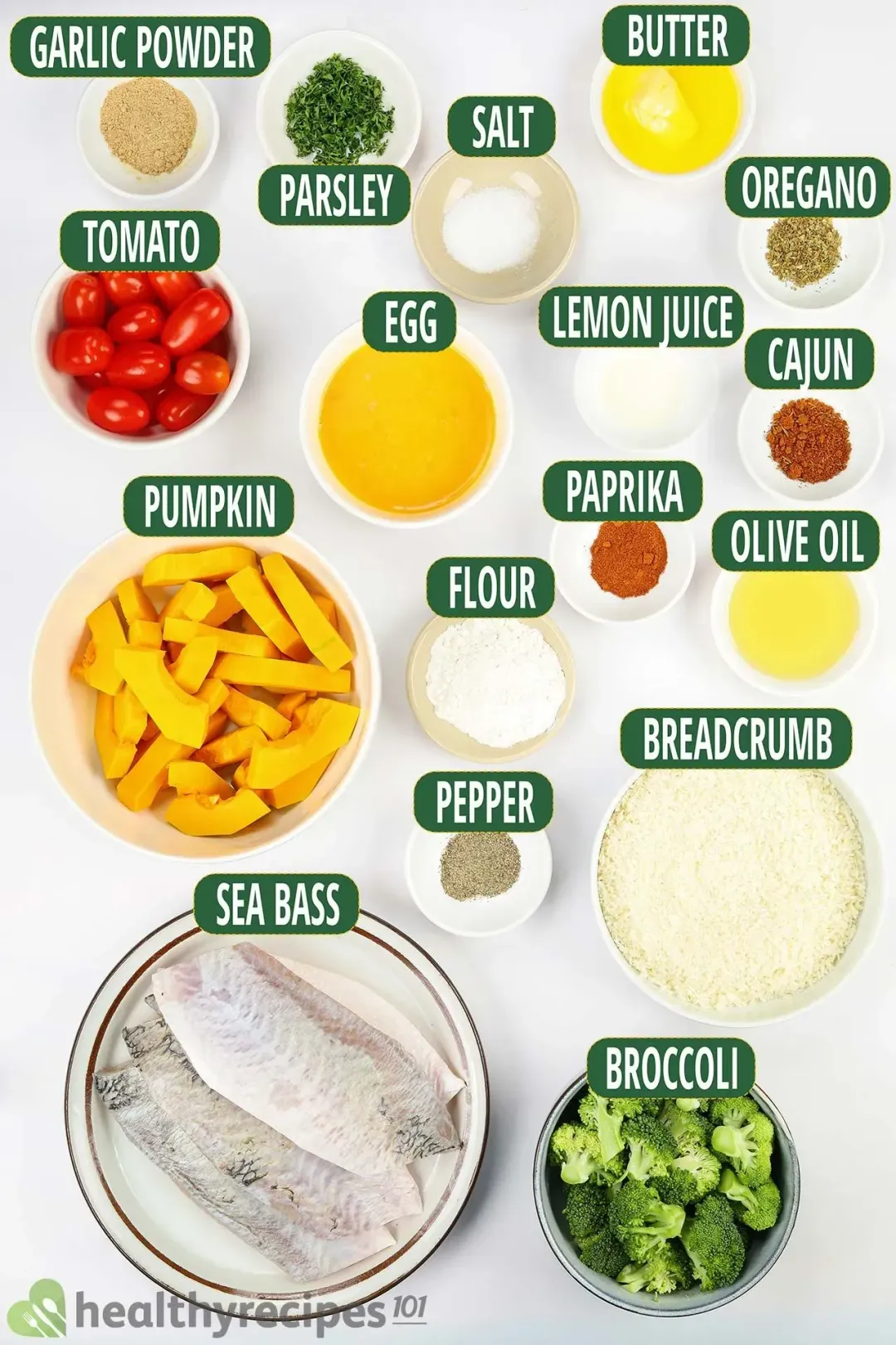 Ingredients for Panko crusted Sea Bass