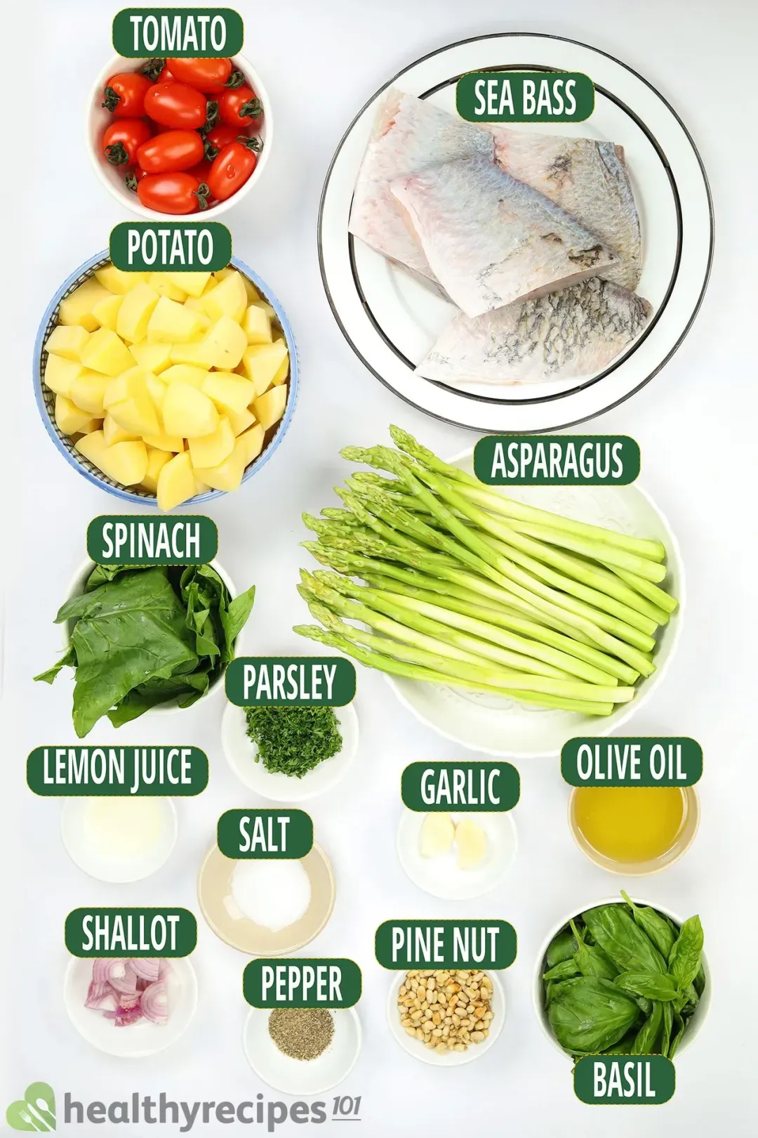 Ingredients for Pesto Sea Bass