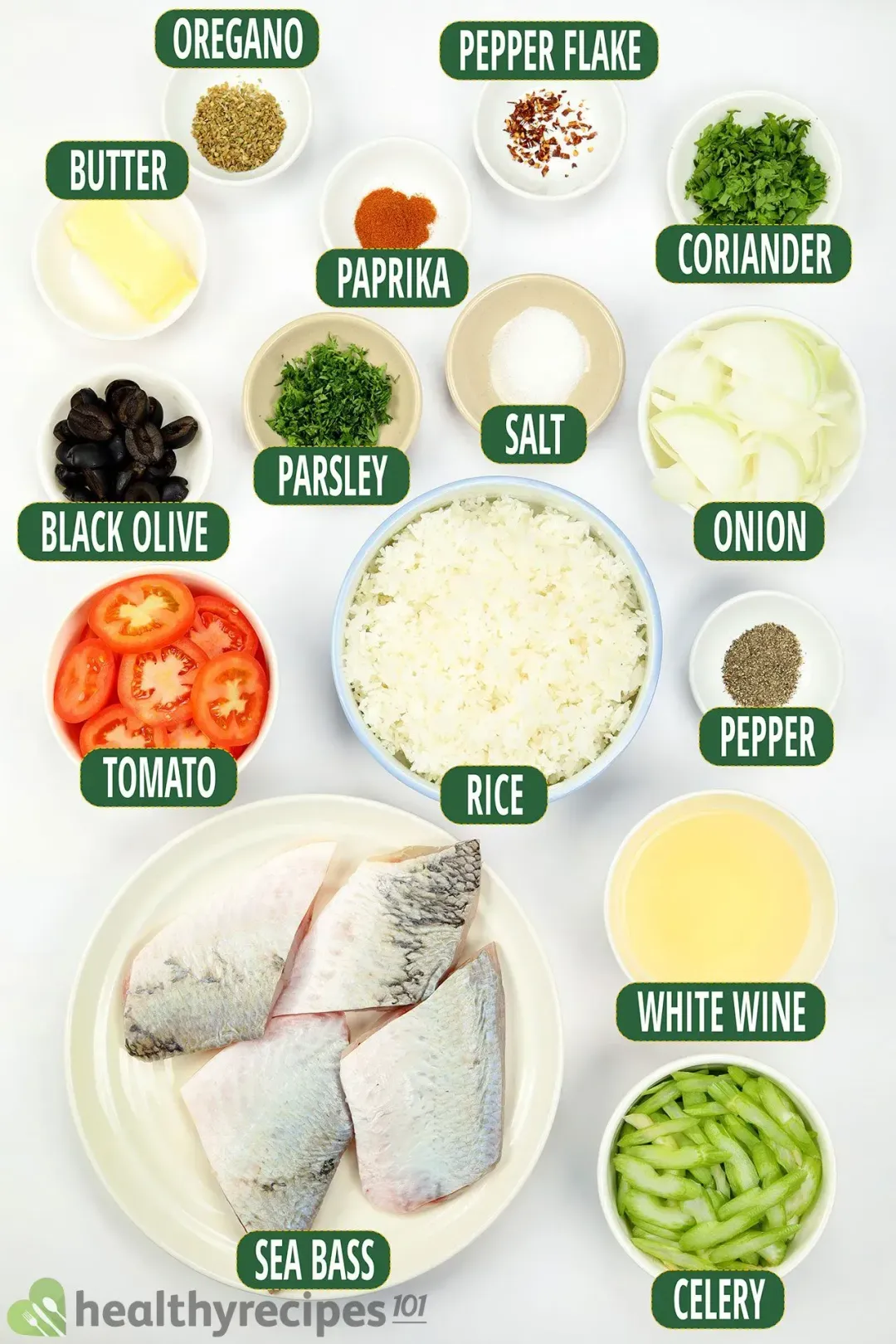 Ingredients for Poached Sea Bass