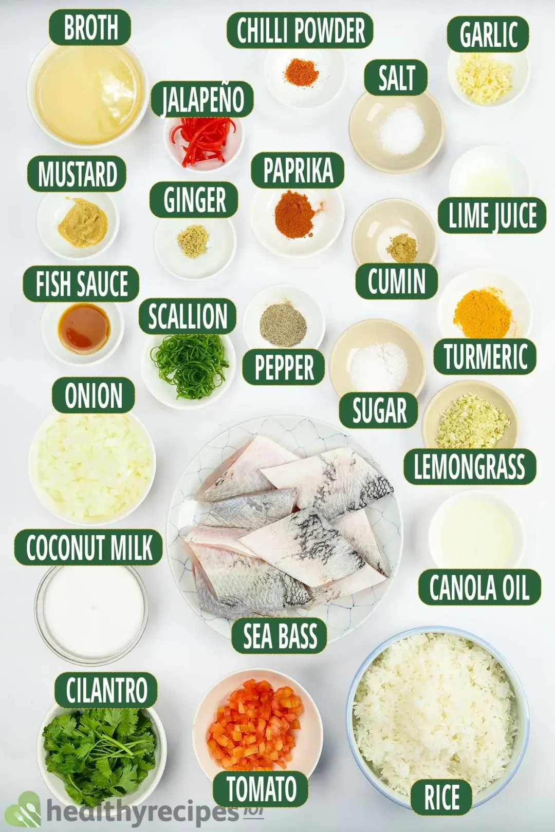 Ingredients for Sea Bass Curry