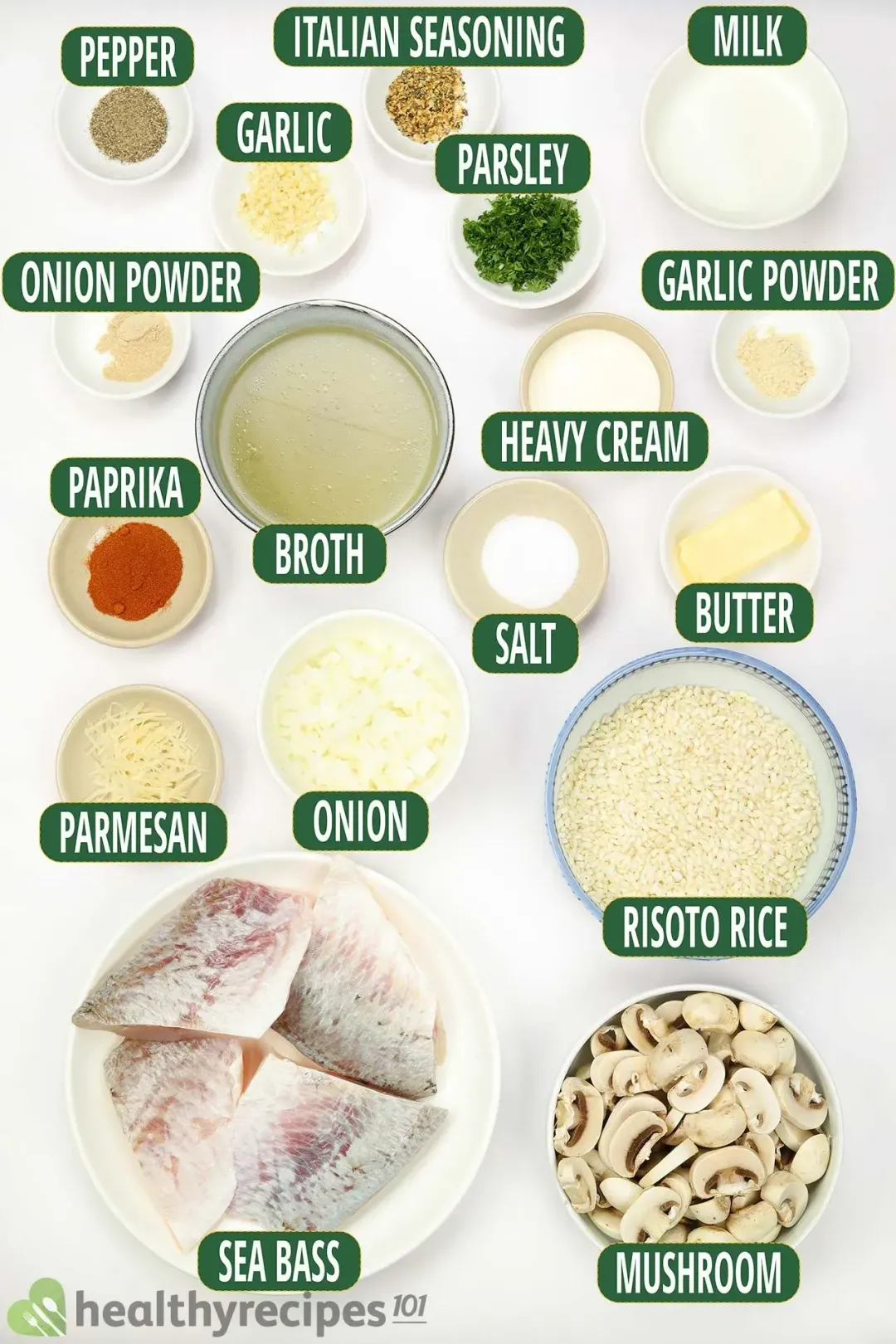 ingredients for Sea Bass Risotto