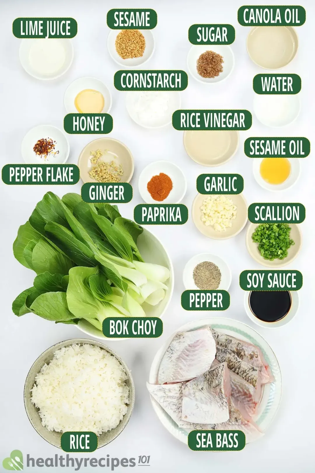 Ingredients for Sea Bass Teriyaki