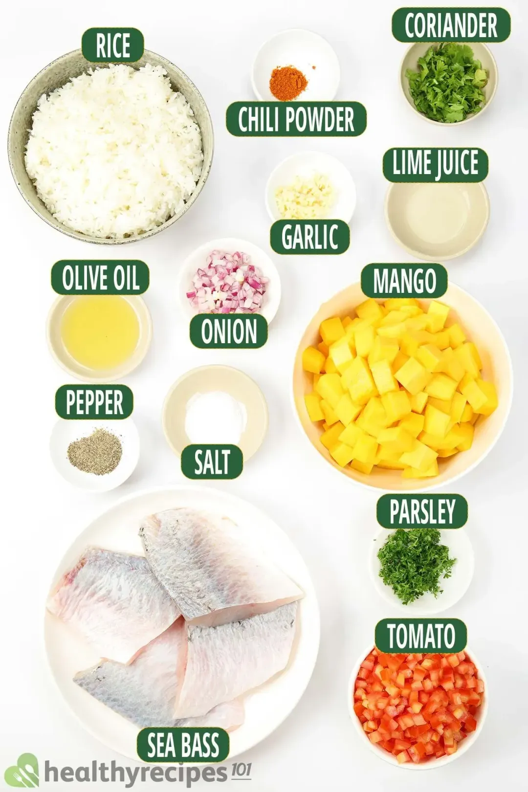 Ingredients for Sea Bass With Mango Salsa