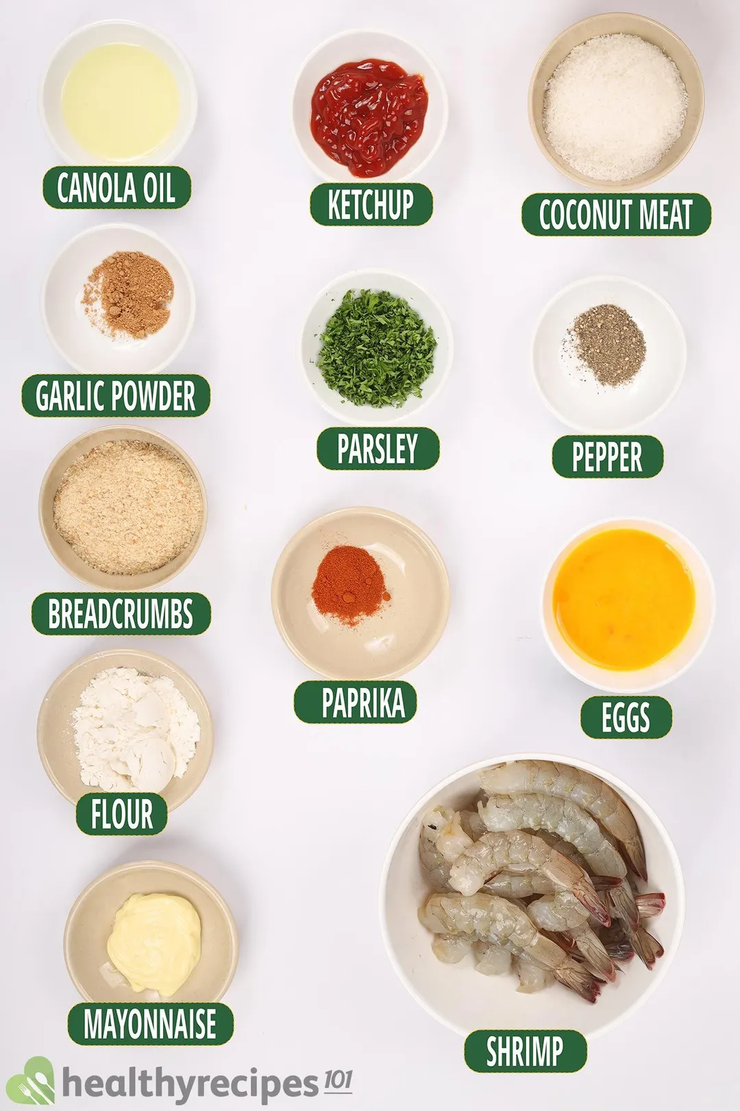 Ingredients for Air Fryer Coconut Shrimp