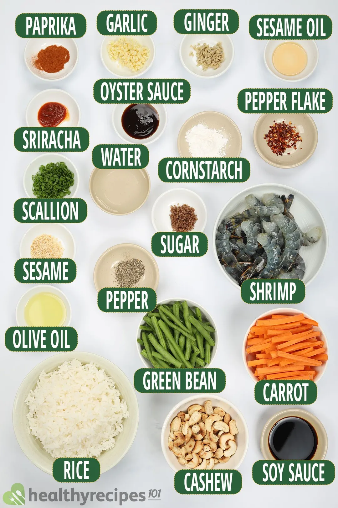 ingredients for cashew shrimp