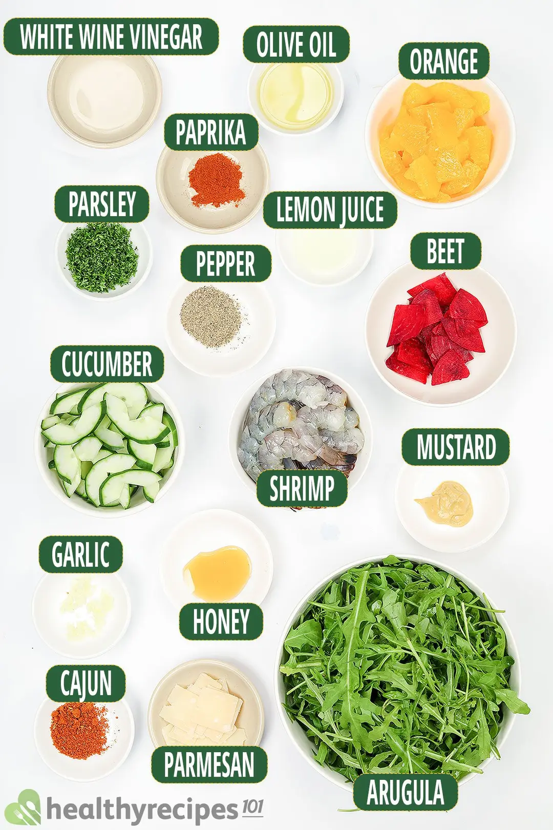 ingredients for grilled shrimp salad