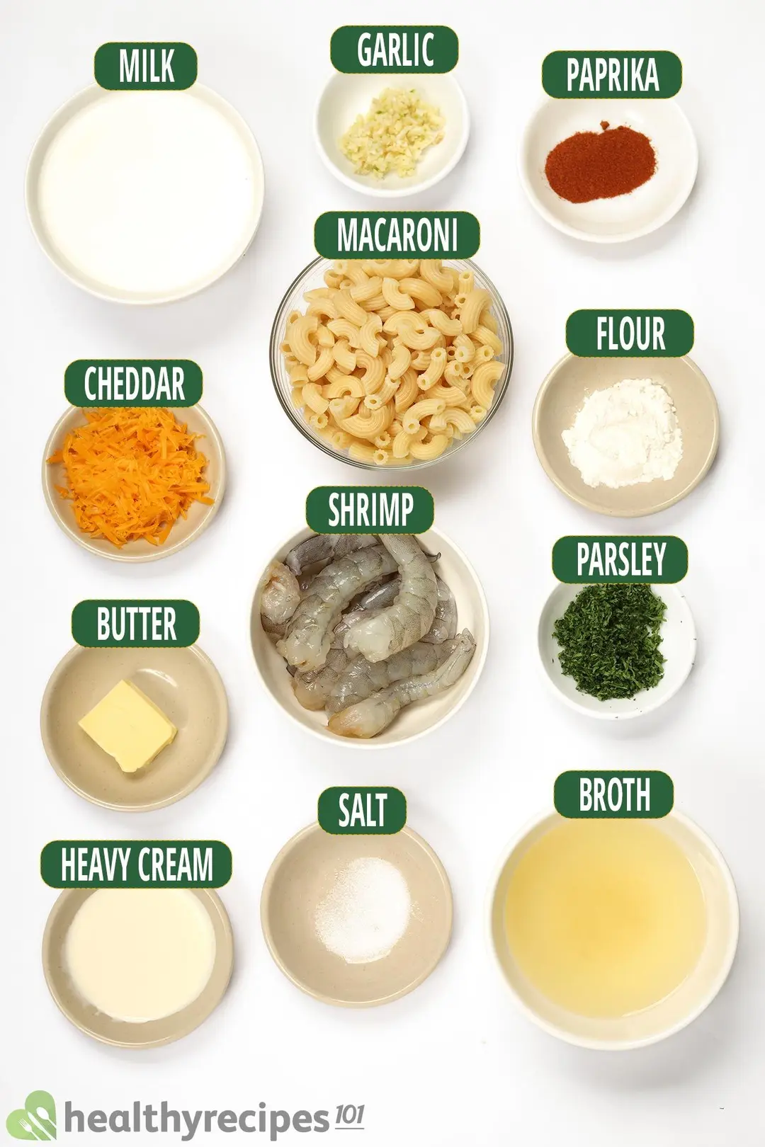 Ingredients for Mac and Cheese Shrimp