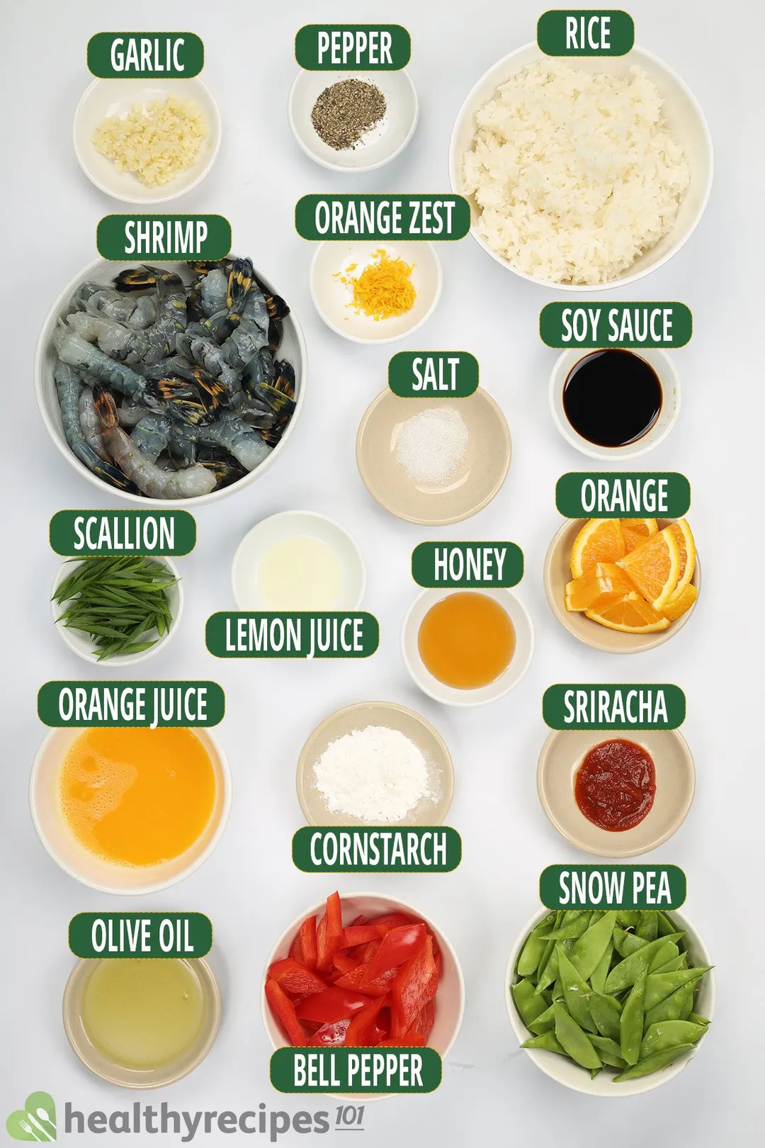 Ingredients for Orange Shrimp
