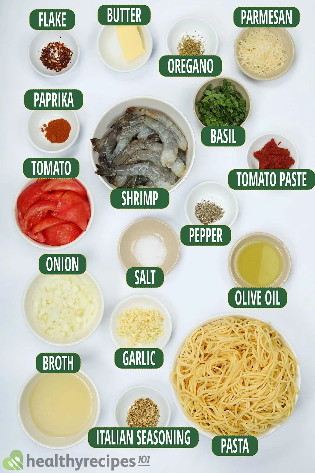 Ingredients for Our Shrimp Marinara