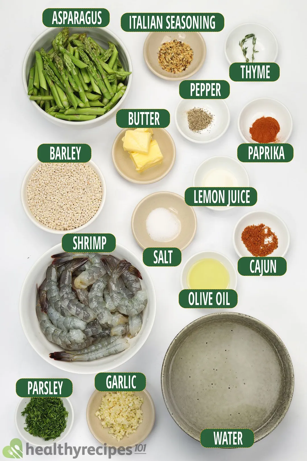 ingredients for shrimp and asparagus