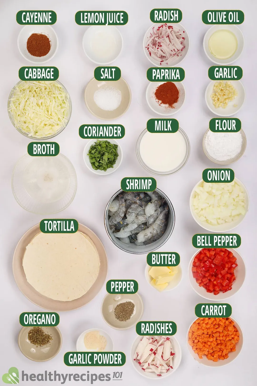 Ingredients for Shrimp Enchiladas