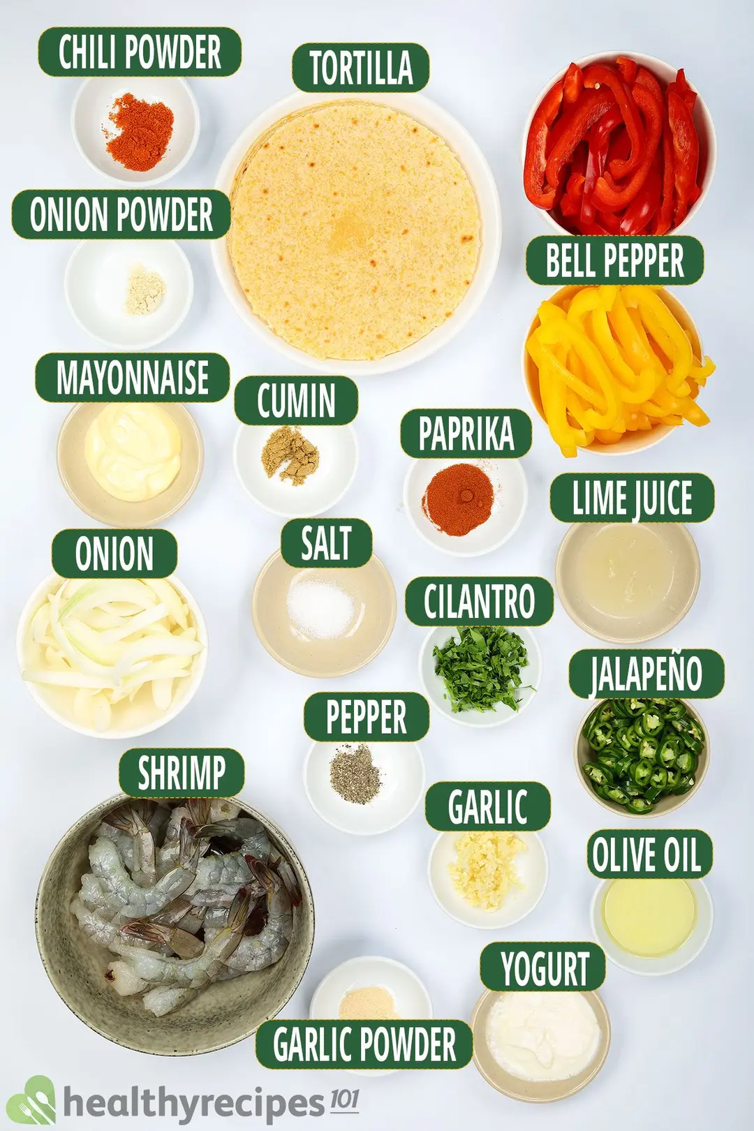 ingredients for shrimp fajitas