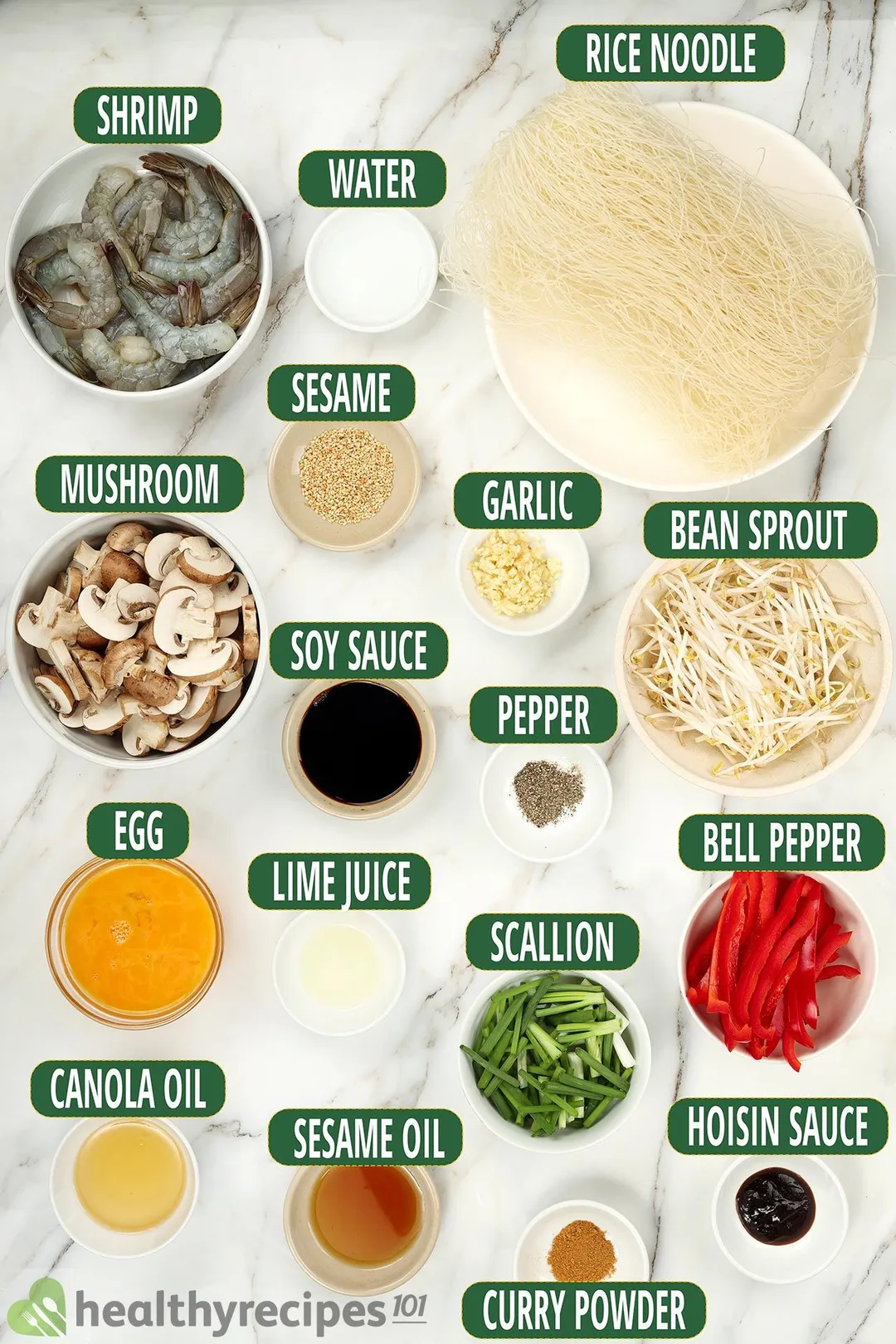 Ingredients for Shrimp Mei Fun