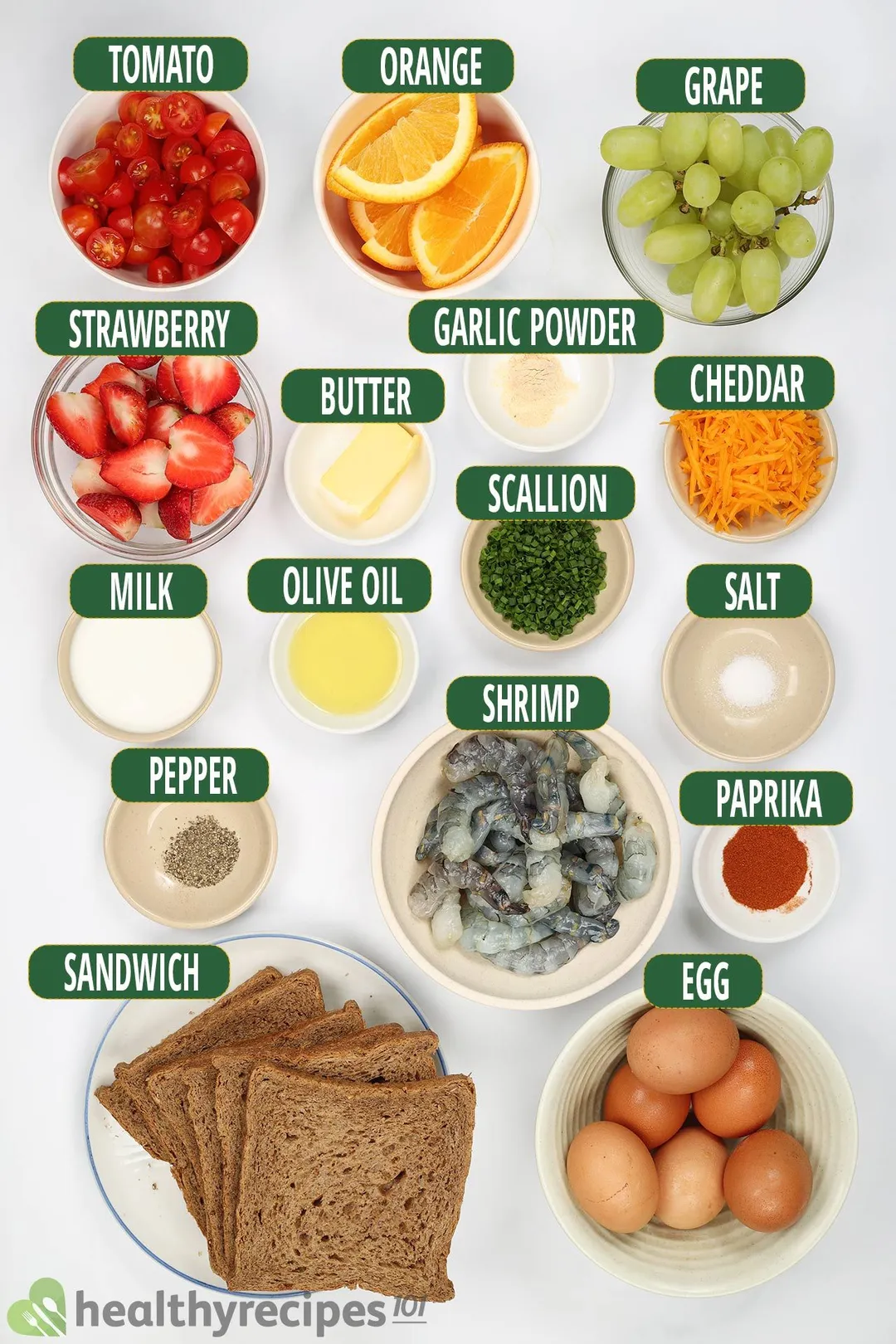 Ingredients for Shrimp Omelet