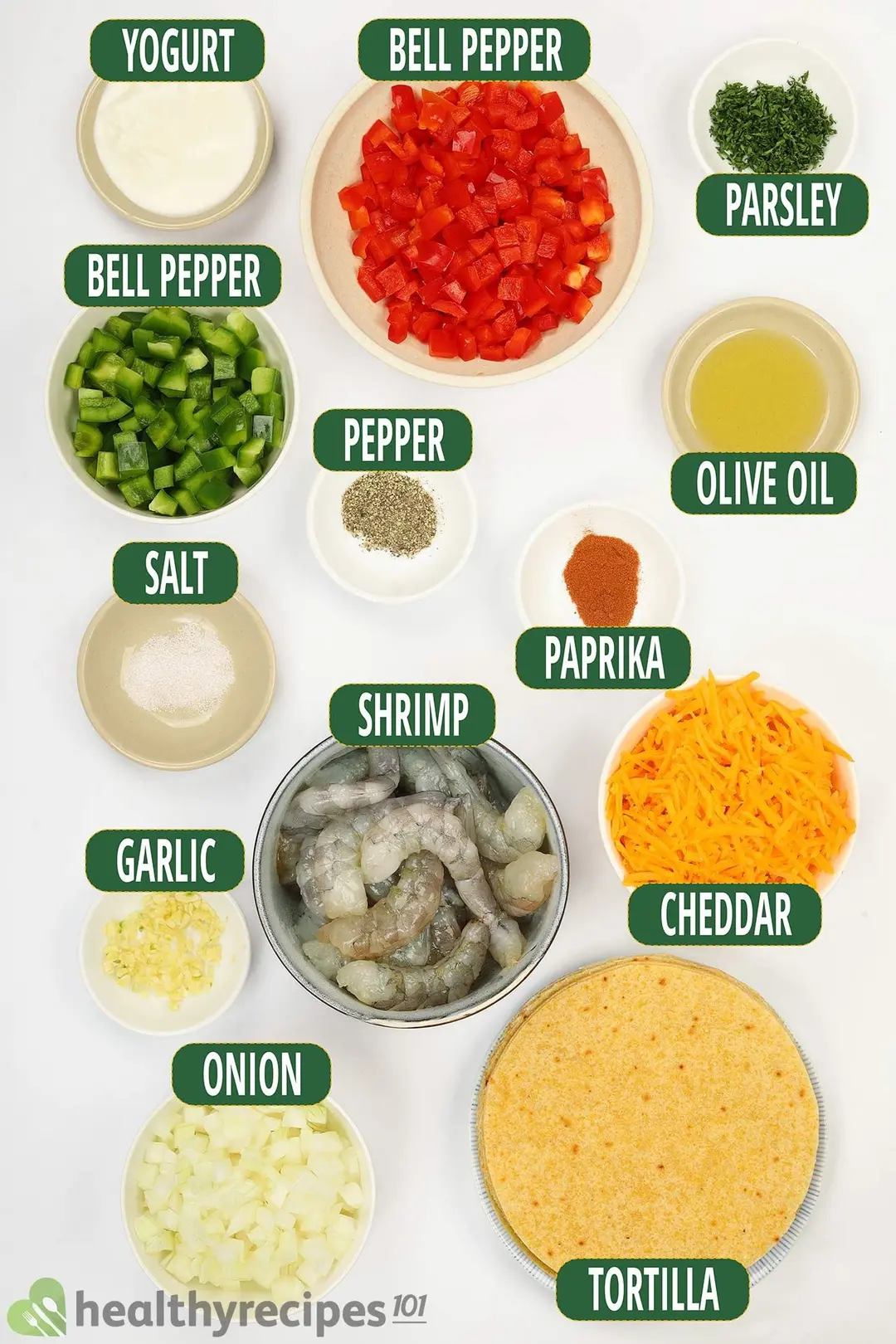 Ingredients for Shrimp Quesadillas