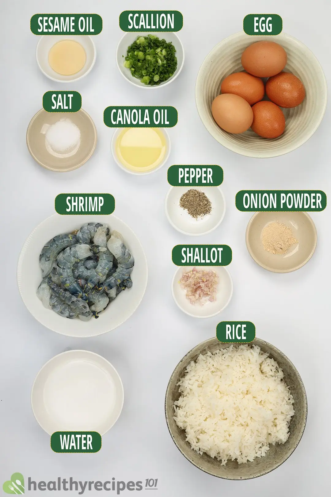 Ingredients for Stir Fried Shrimp and Egg