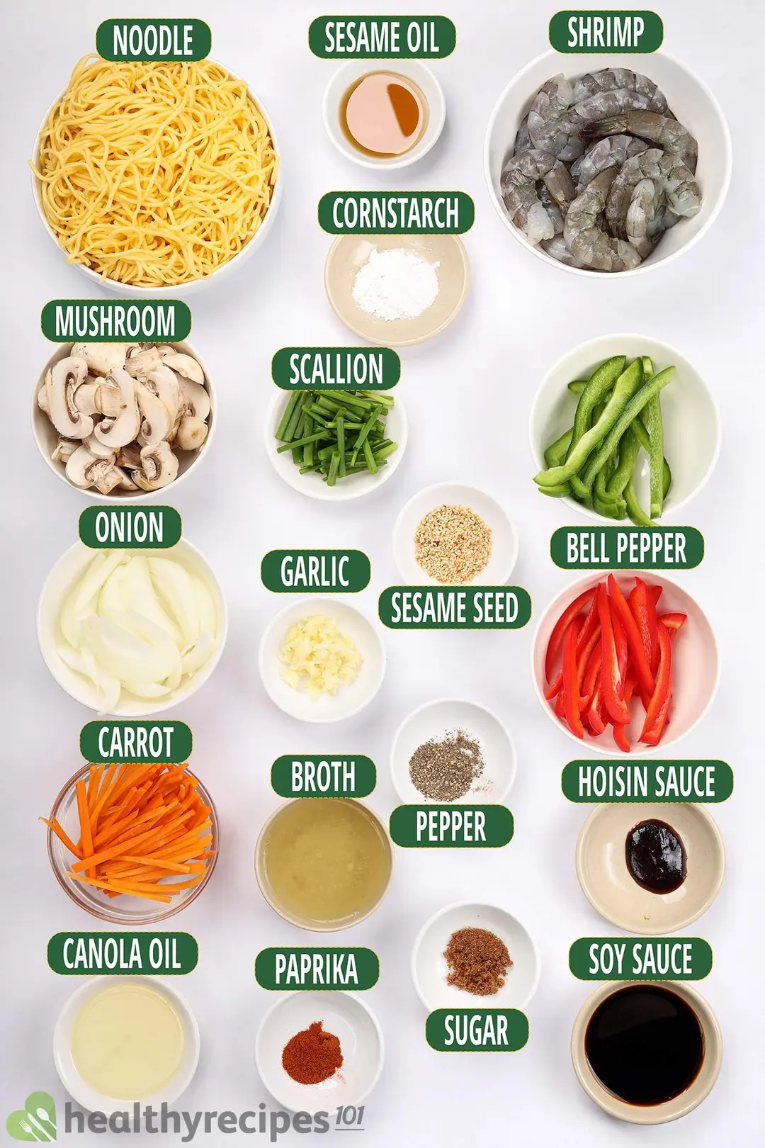 Main Ingredients of Shrimp Lo Mein