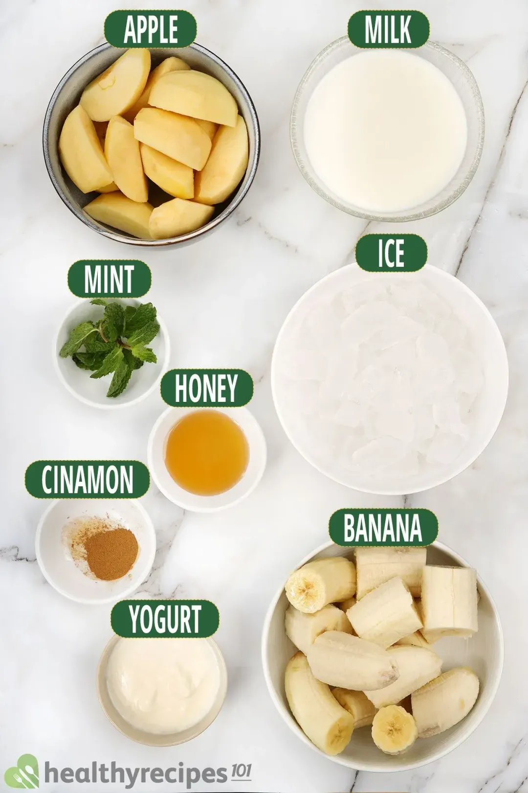 Ingredients for Apple Banana Smoothie