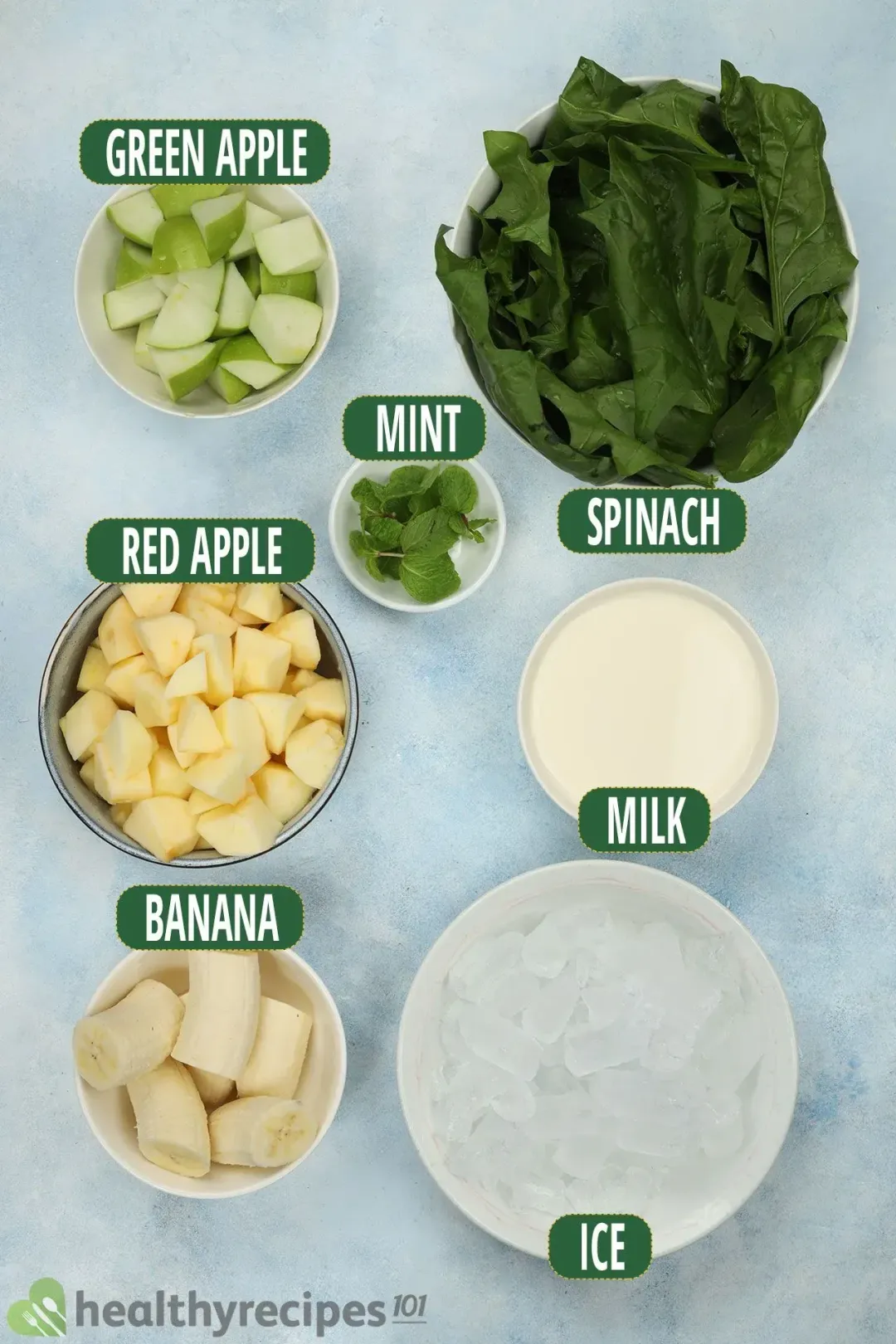 Ingredients for Apple Spinach Smoothie