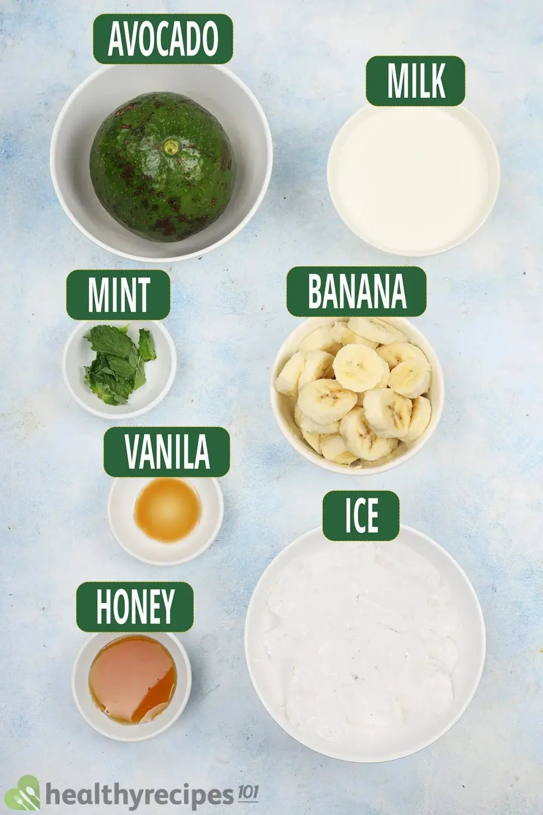 Ingredients for Avocado Banana Smoothie