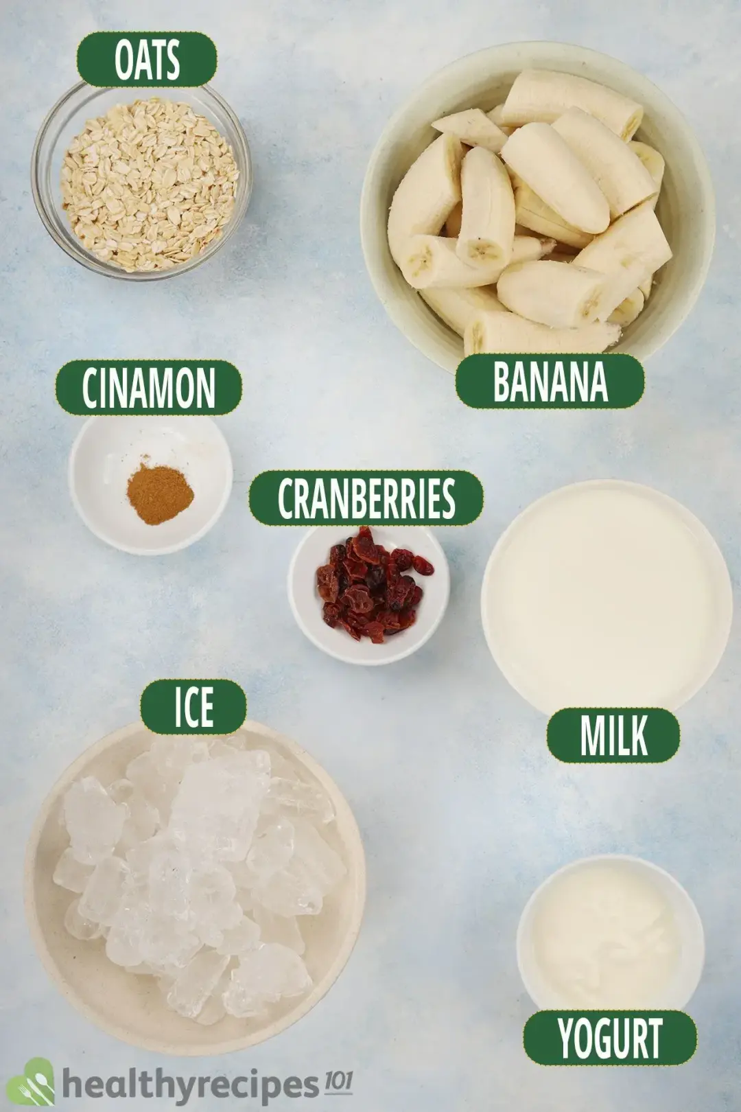 Ingredients for Banana Oatmeal Smoothie