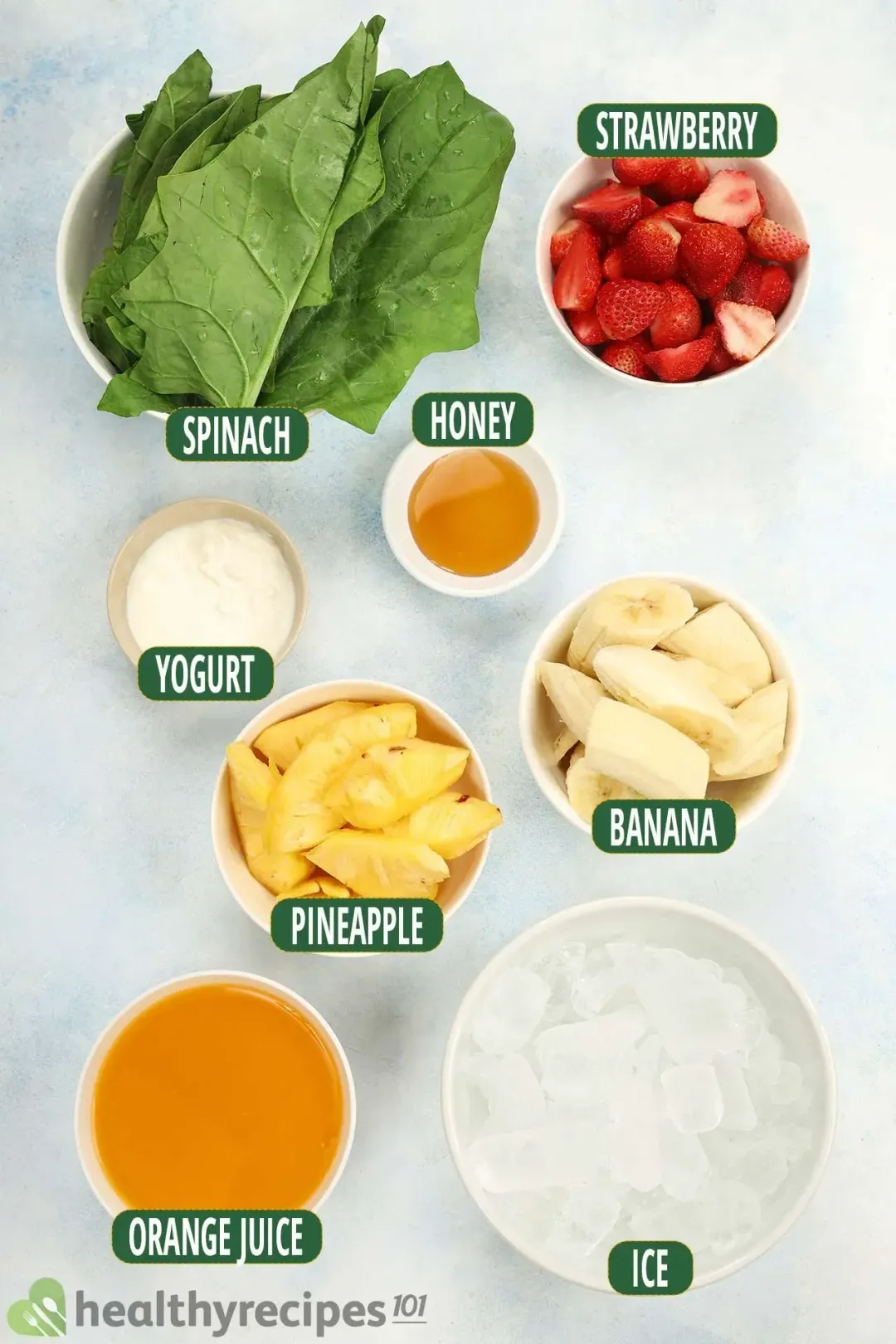 Ingredients for banana pineapple Smoothie