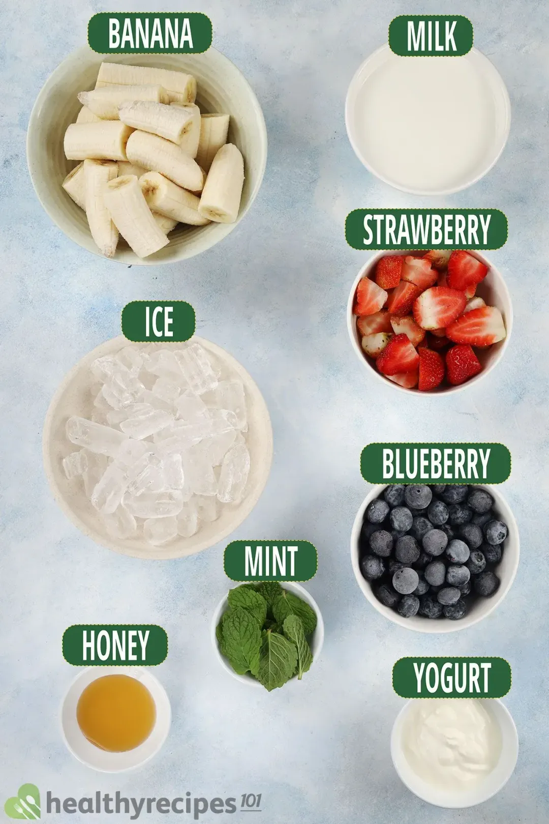 ingredients for Berry Banana Smoothie