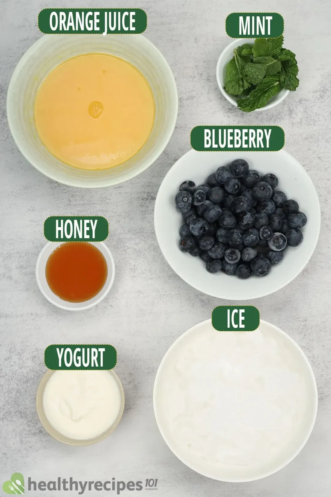 ingredients for blueberry orange smoothie
