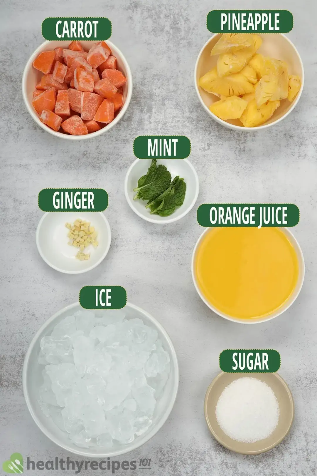 ingredients for Carrot Smoothie
