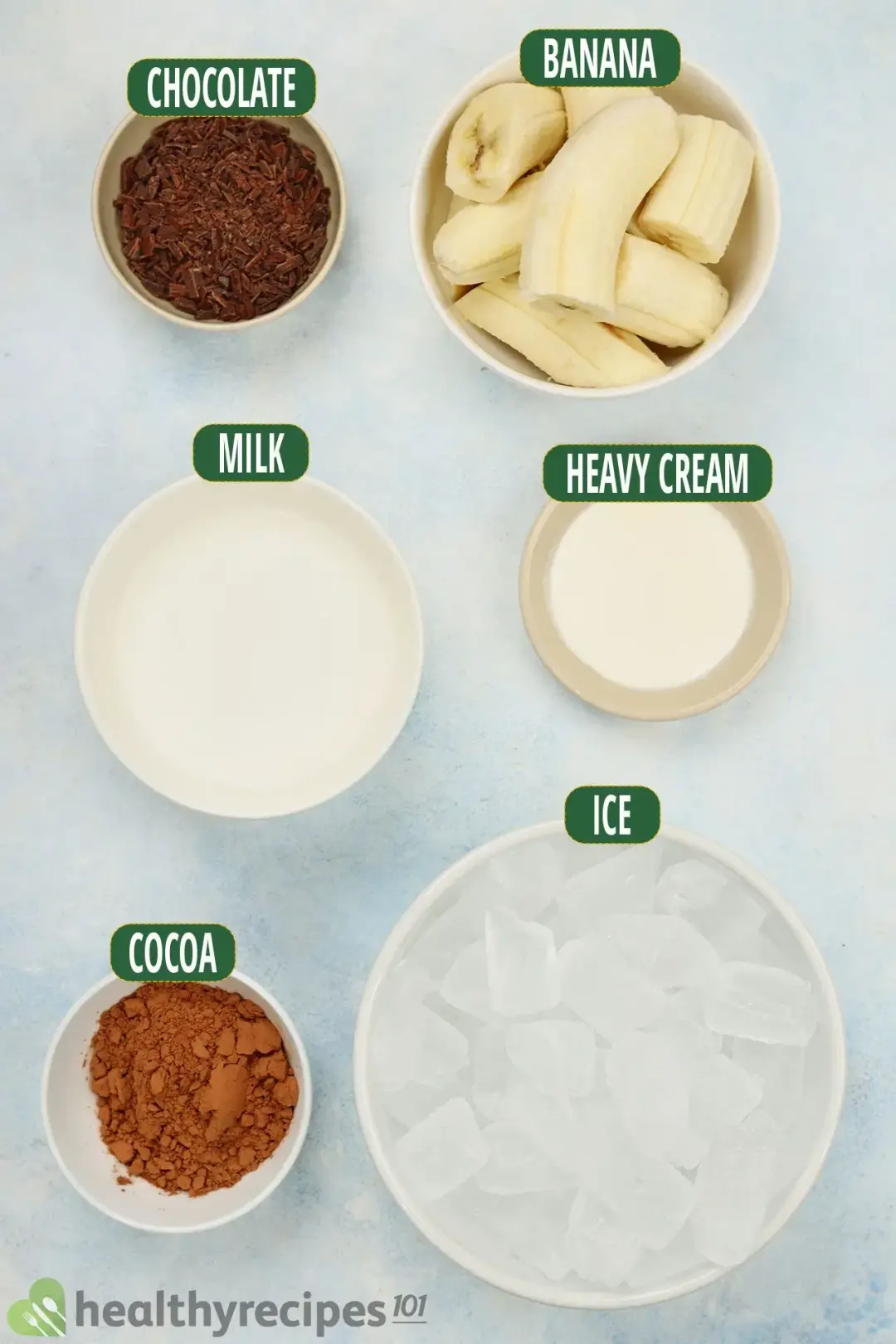 ingredients for chocolate smoothie