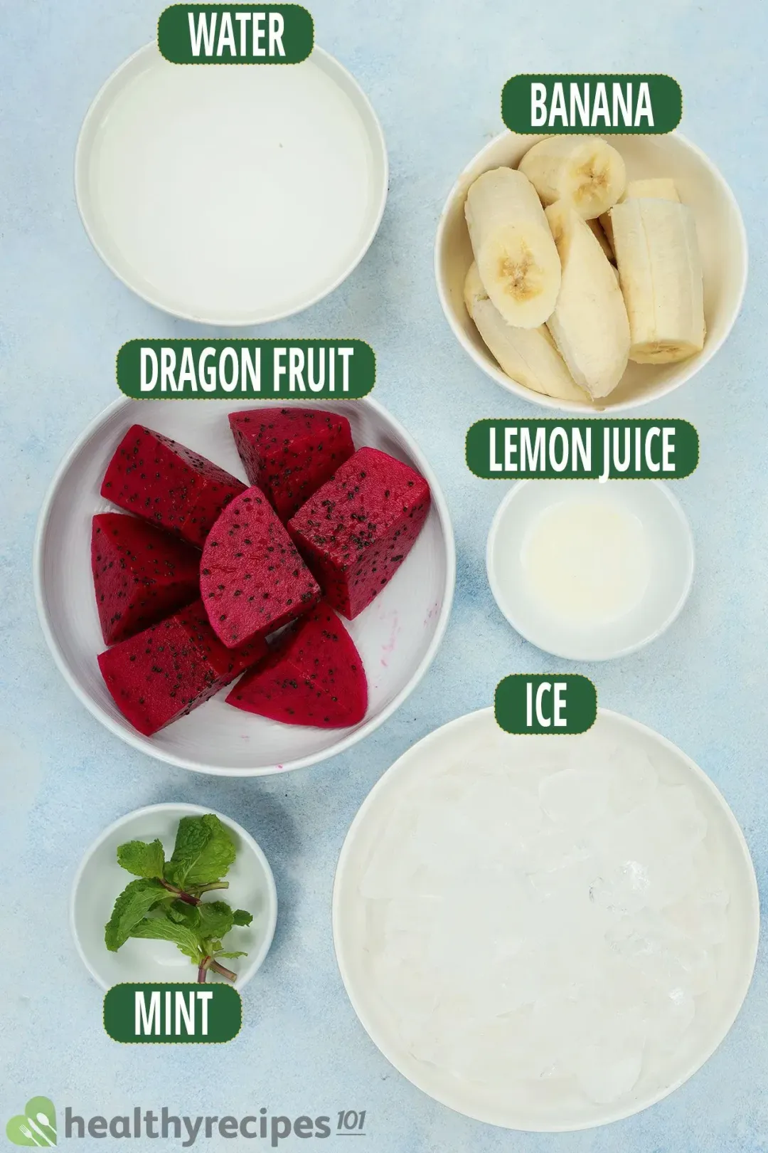 Ingredients for Dragon Fruit Banana Smoothie