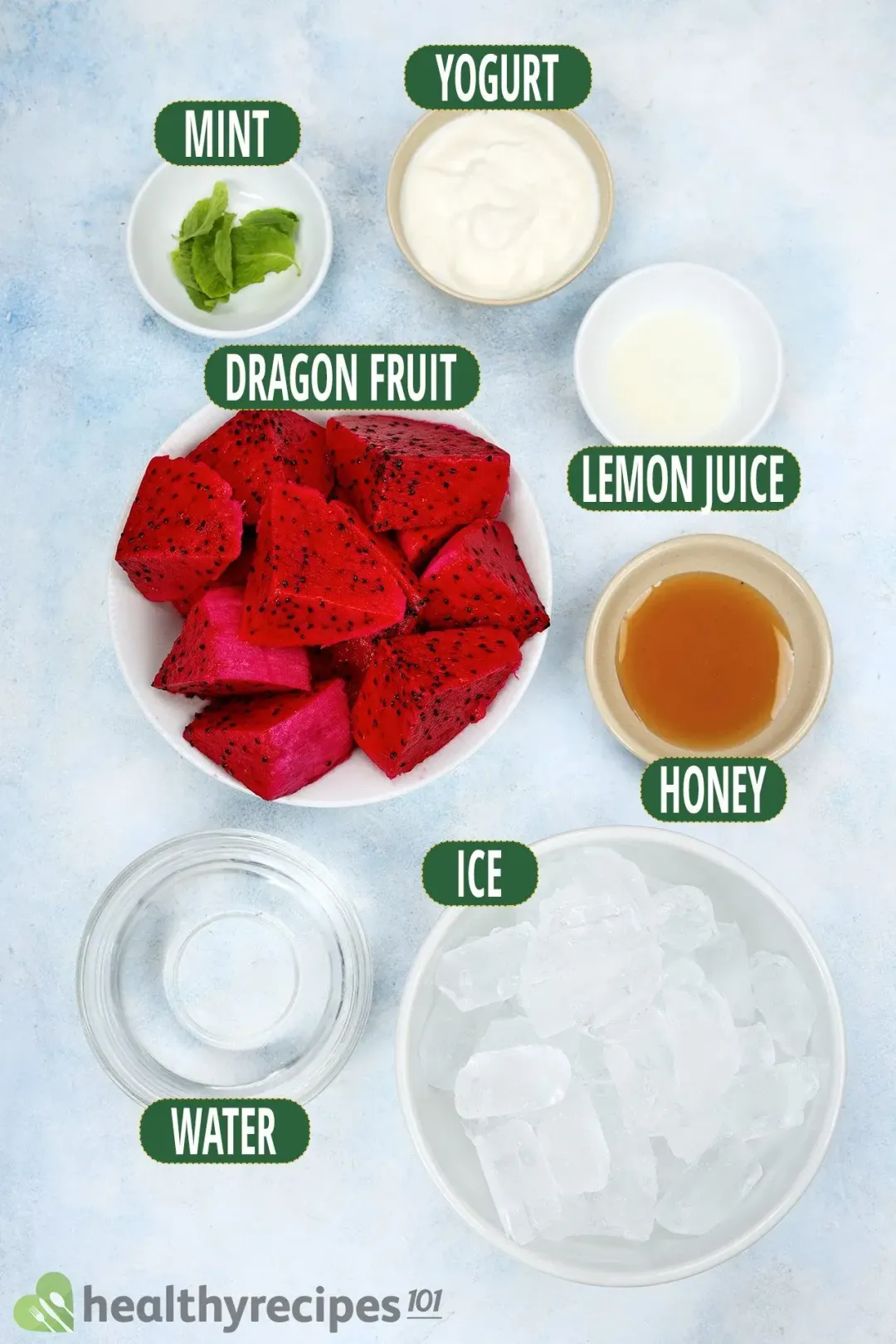 Ingredients for Dragon Fruit and Yogurt Smoothie