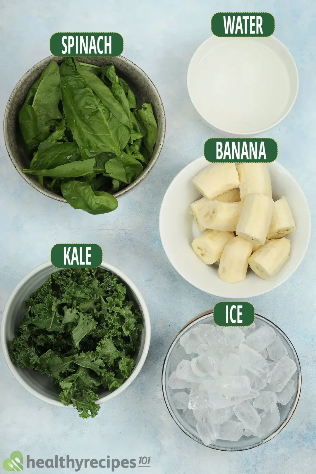 ingredients for kale spinach smoothie
