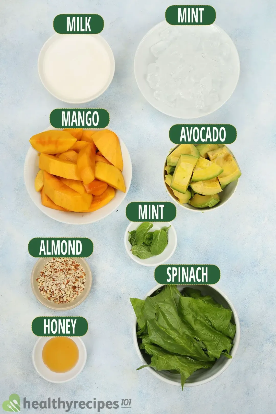 Ingredients for Mango Avocado Smoothie