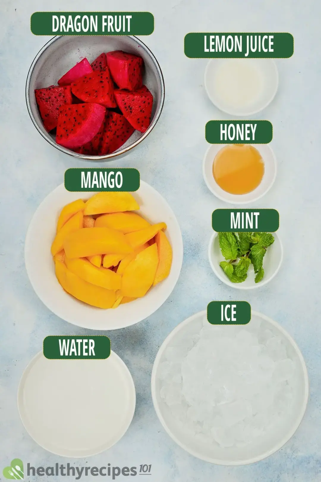 Ingredients for Mango Dragon Fruit Smoothie