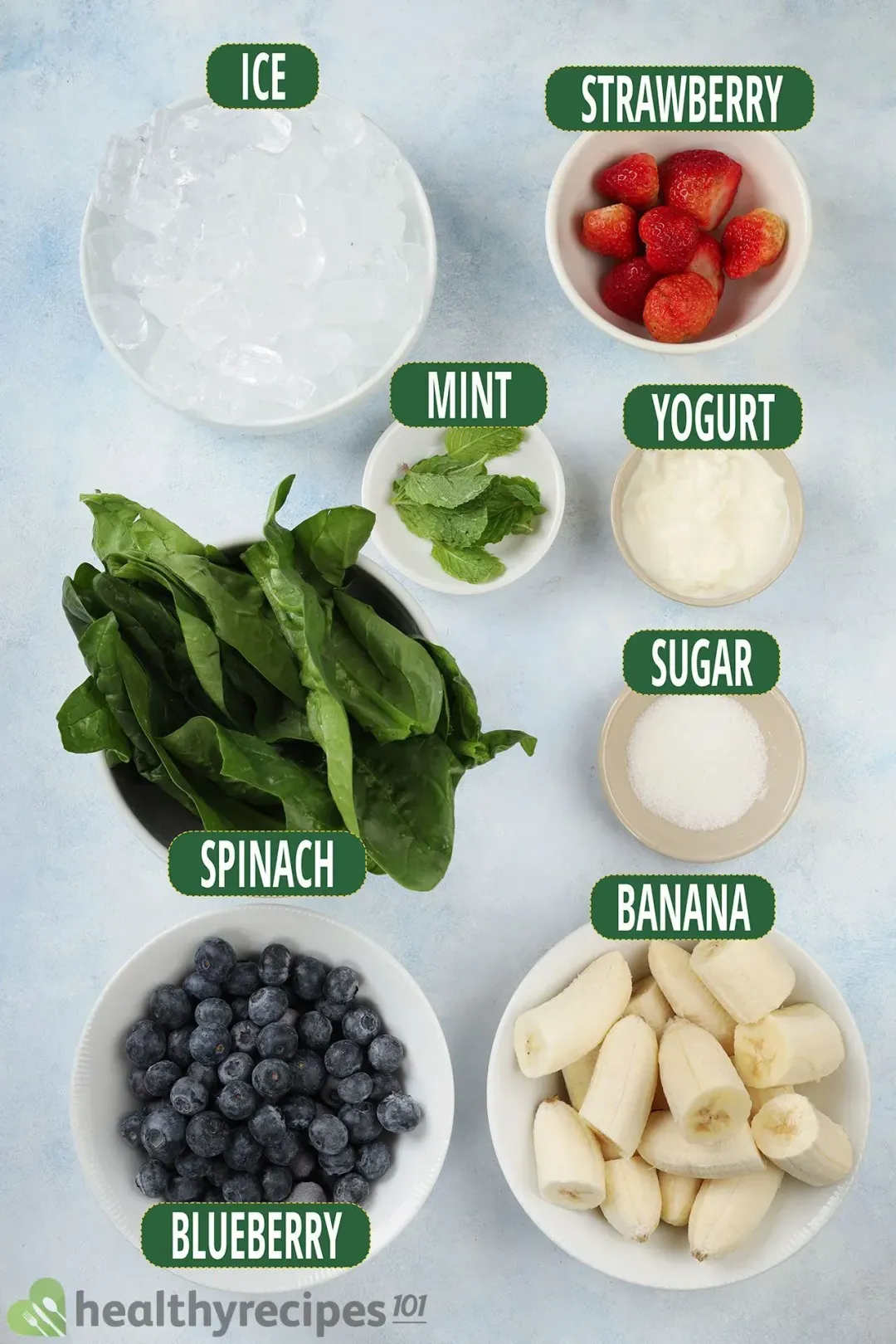 Ingredients for Our Spinach Berry Smoothie