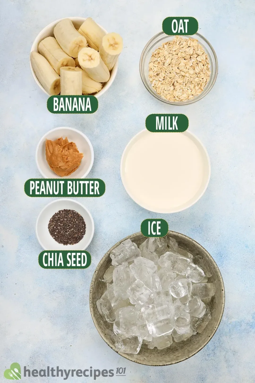 Ingredients for Peanut Butter Oatmeal Smoothie